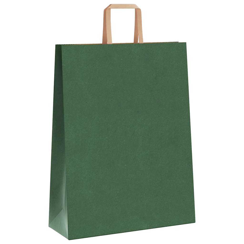 Sacchetti di Carta 50 pz con Manici Verdi 32x12x42 cm