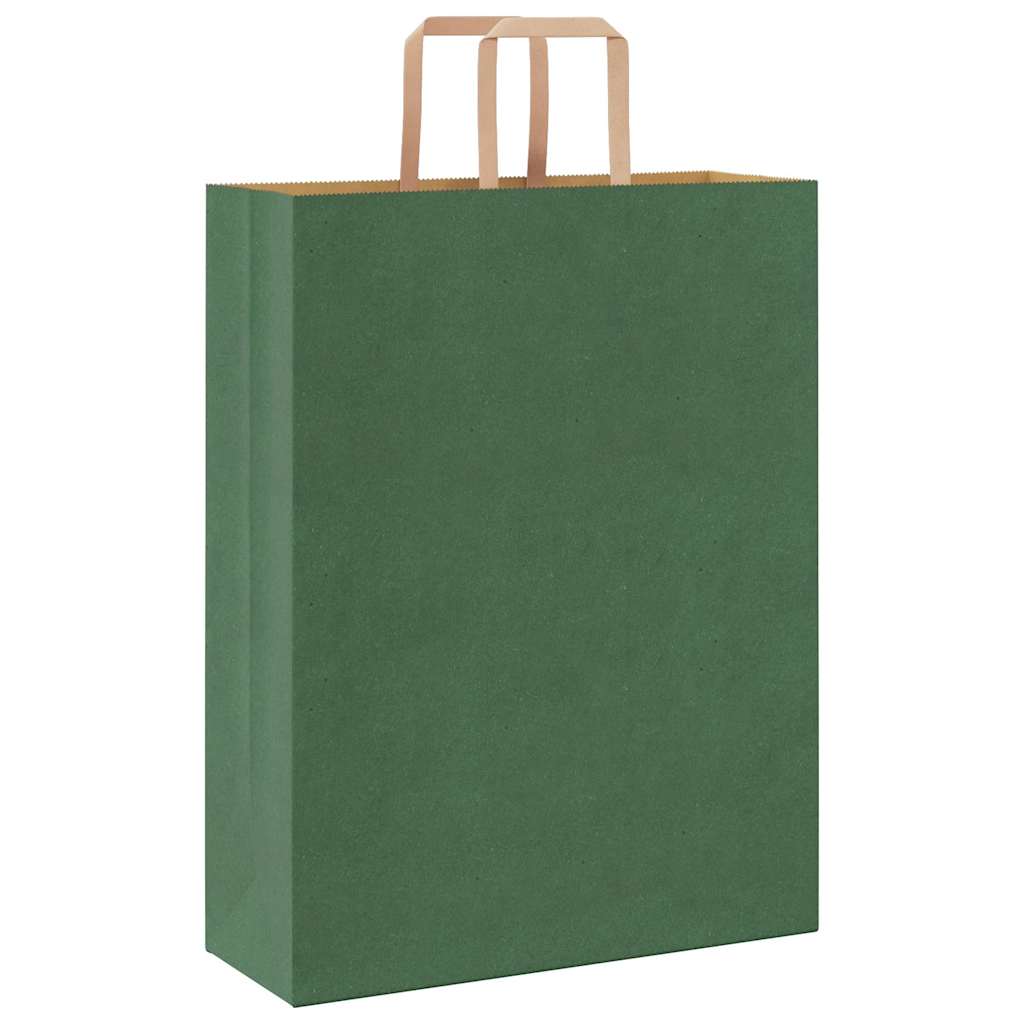 Sacchetti di Carta 50 pz con Manici Verdi 32x12x42 cm