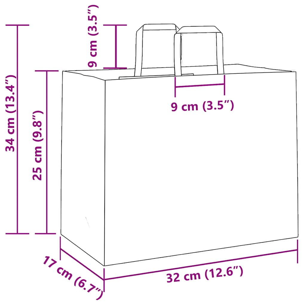 Sacchetti di Carta 50 pz con Manici Verdi 32x17x25 cm
