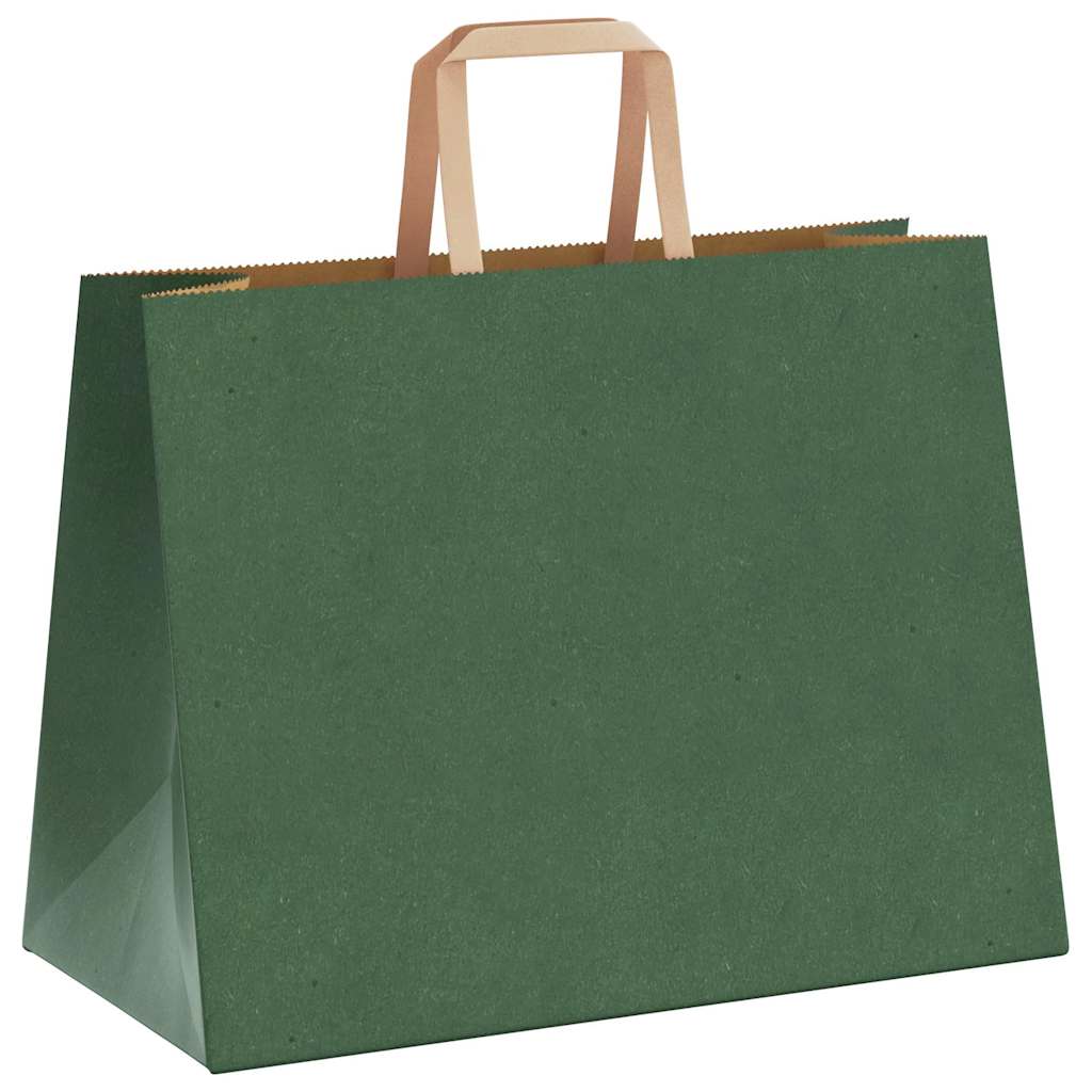 Sacchetti di Carta 50 pz con Manici Verdi 32x17x25 cm