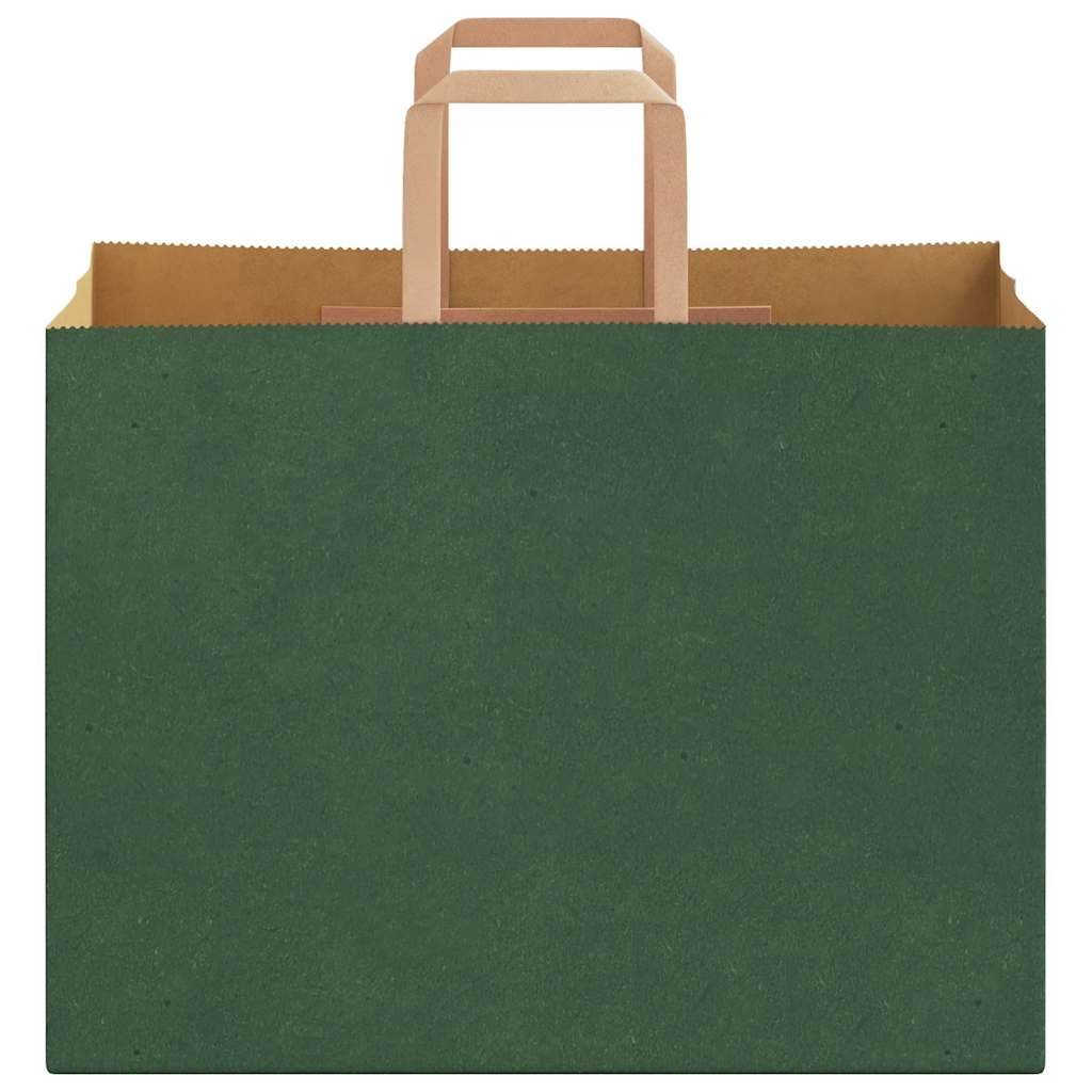 Sacchetti di Carta 50 pz con Manici Verdi 32x17x25 cm
