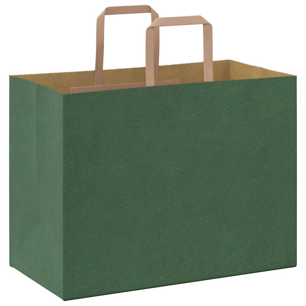 Sacchetti di Carta 50 pz con Manici Verdi 32x17x25 cm