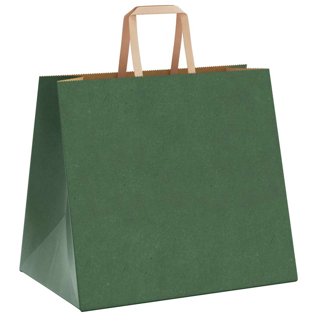 Sacchetti di Carta 50 pz con Manici Verdi 32x22x28 cm