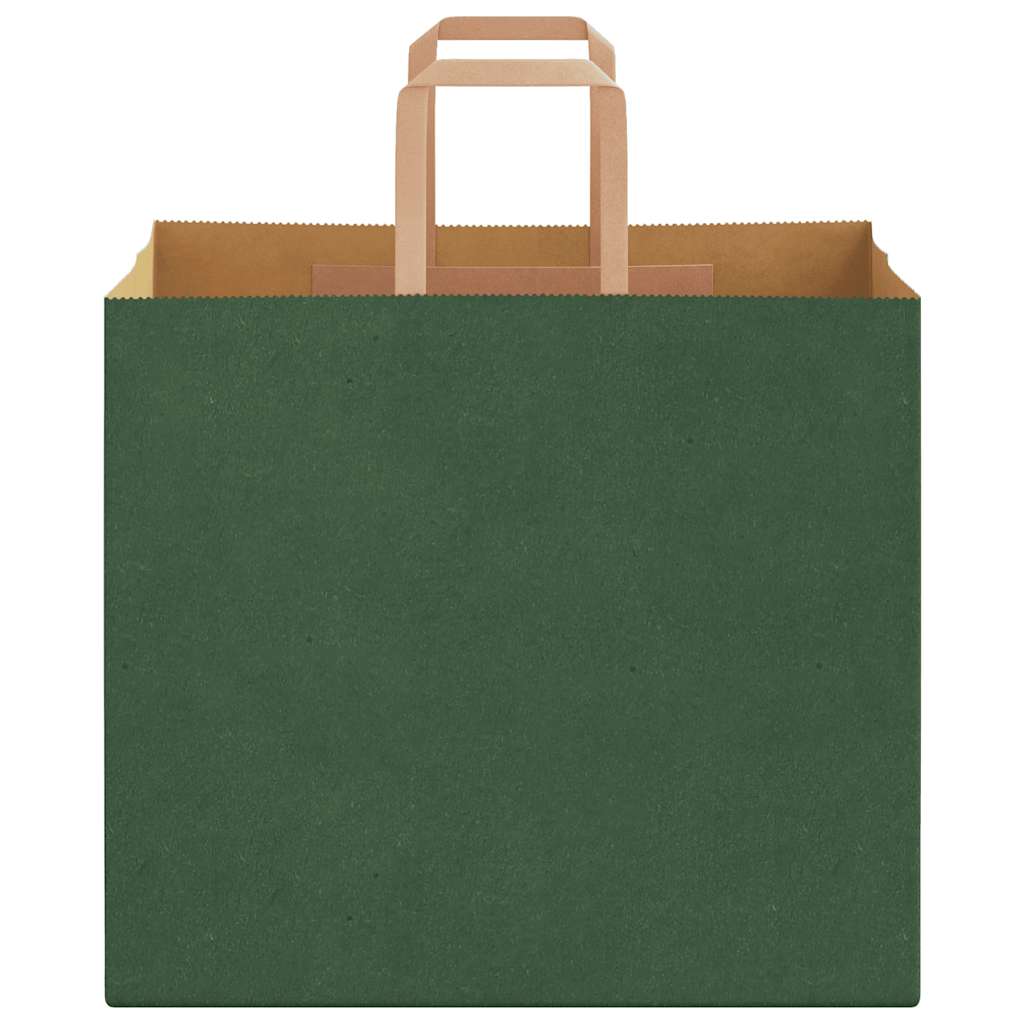 Sacchetti di Carta 50 pz con Manici Verdi 32x22x28 cm