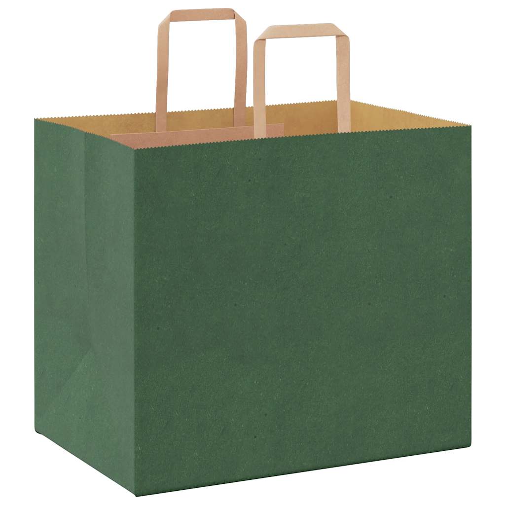 Sacchetti di Carta 50 pz con Manici Verdi 32x22x28 cm