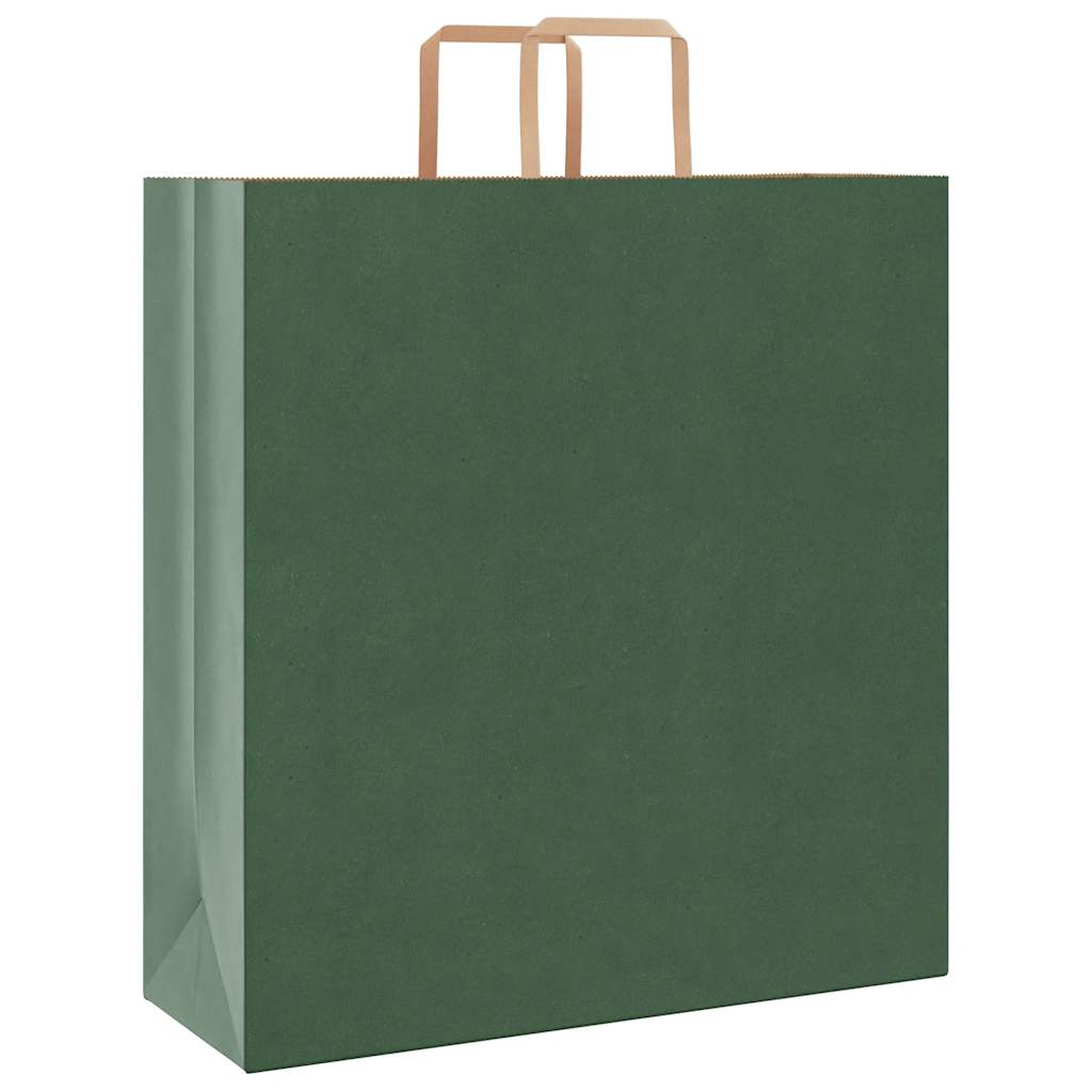 Sacchetti di Carta 50 pz con Manici Verdi 45x17x48 cm