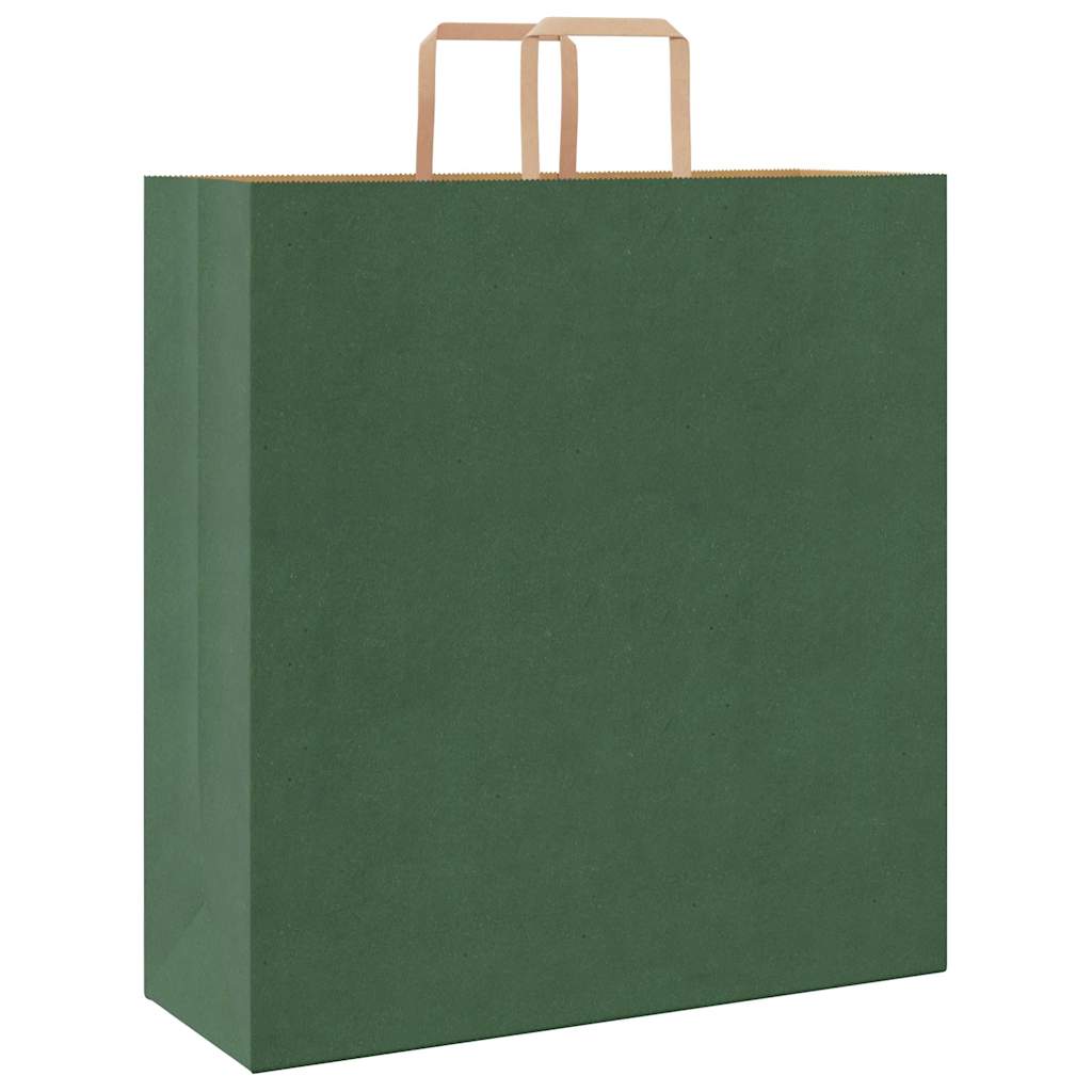 Sacchetti di Carta 50 pz con Manici Verdi 45x17x48 cm