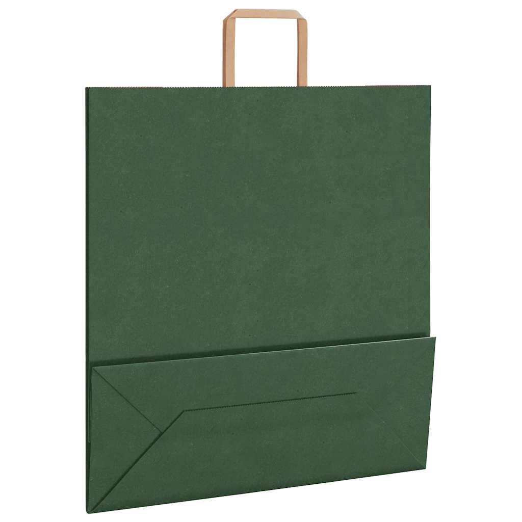 Sacchetti di Carta 50 pz con Manici Verdi 45x17x48 cm