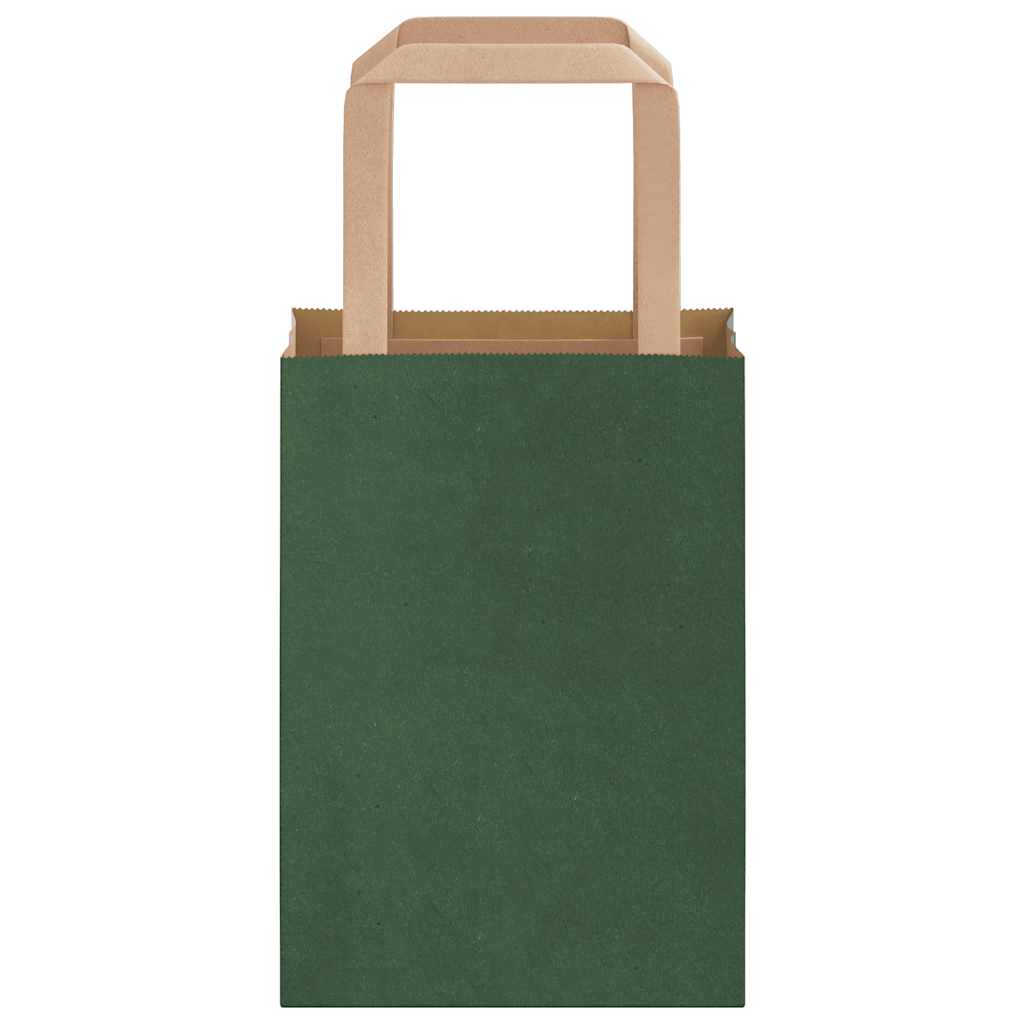 Sacchetti di Carta 250 pz con Manici Verdi 15x8x21 cm