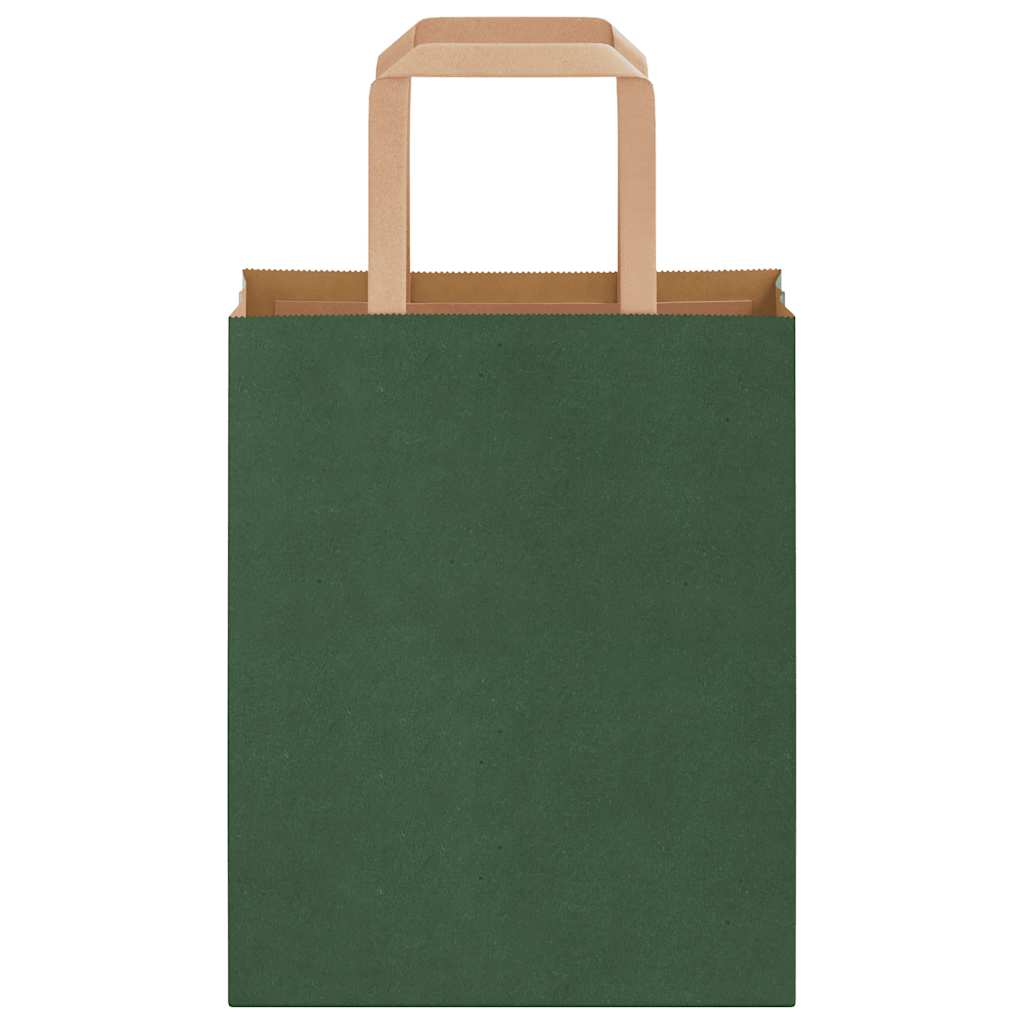 Sacchetti di Carta 250 pz con Manici Verdi 18x8x22 cm