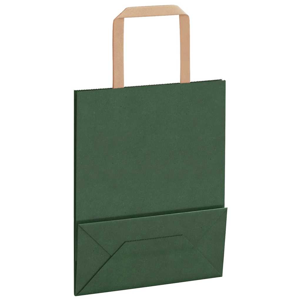 Sacchetti di Carta 250 pz con Manici Verdi 18x8x22 cm