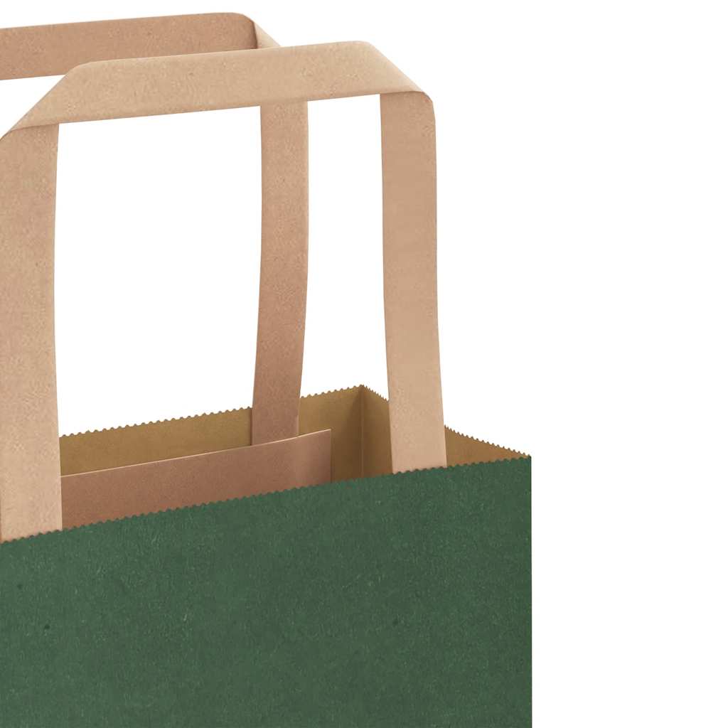 Sacchetti di Carta 250 pz con Manici Verdi 18x8x22 cm