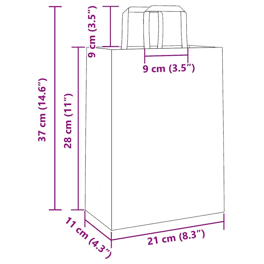 Sacchetti di Carta 250 pz con Manici Verdi 21x11x28 cm