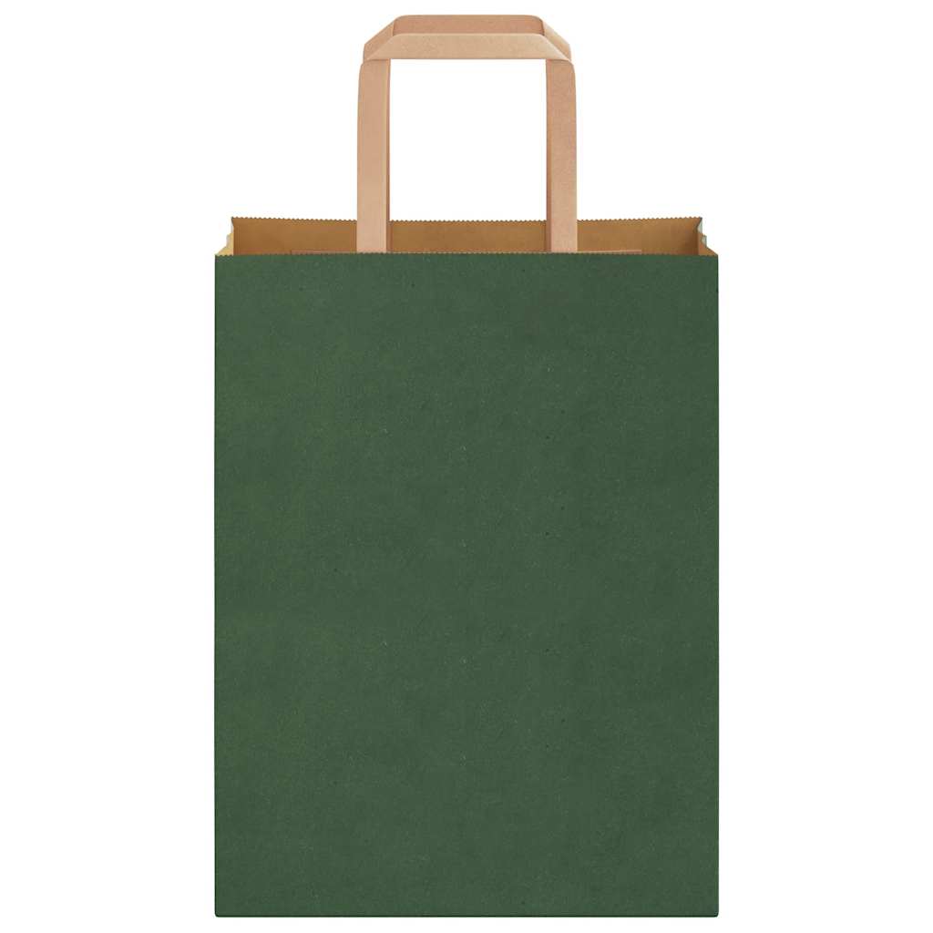 Sacchetti di Carta 250 pz con Manici Verdi 21x11x28 cm