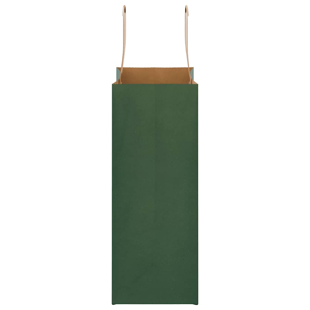 Sacchetti di Carta 250 pz con Manici Verdi 21x11x28 cm