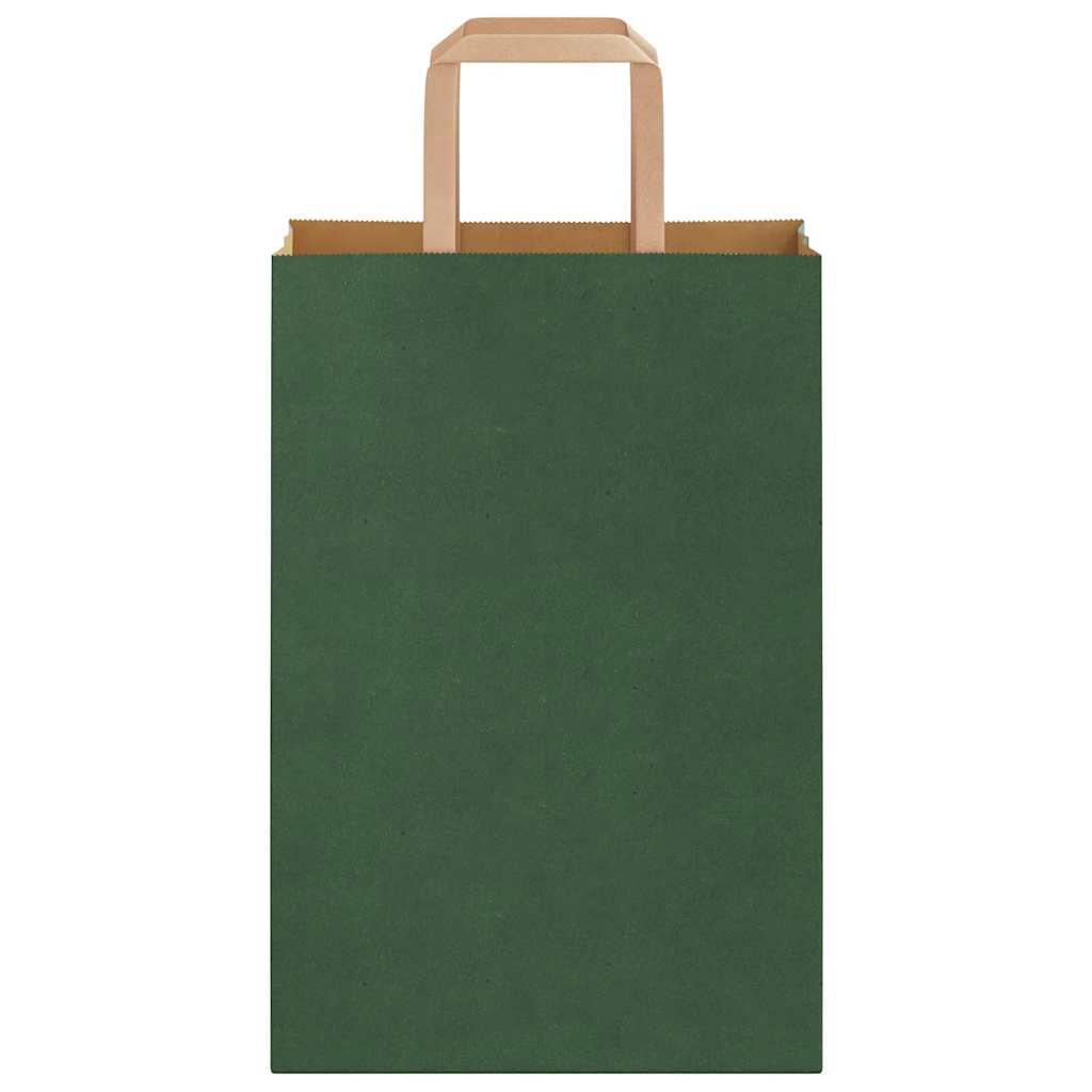 Sacchetti di Carta 250 pz con Manici Verdi 21x11x31 cm
