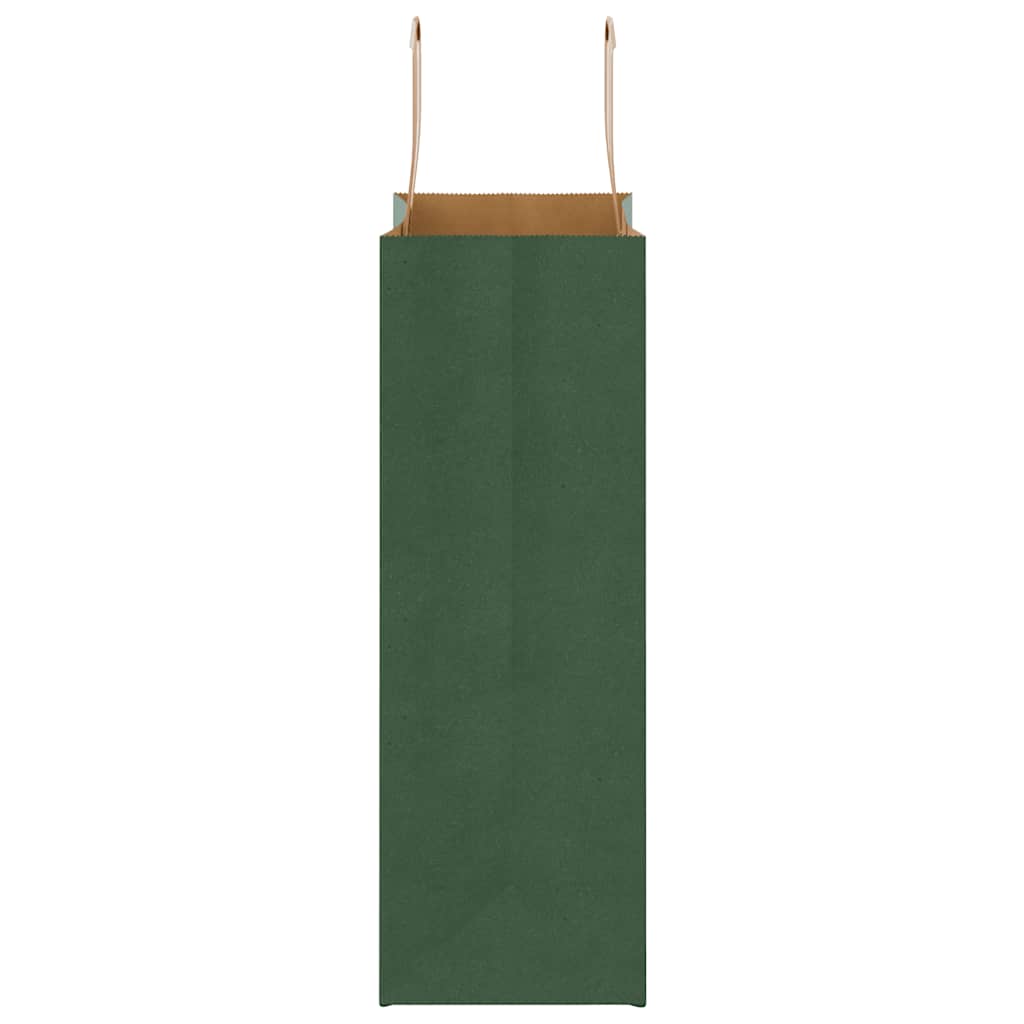 Sacchetti di Carta 250 pz con Manici Verdi 21x11x31 cm