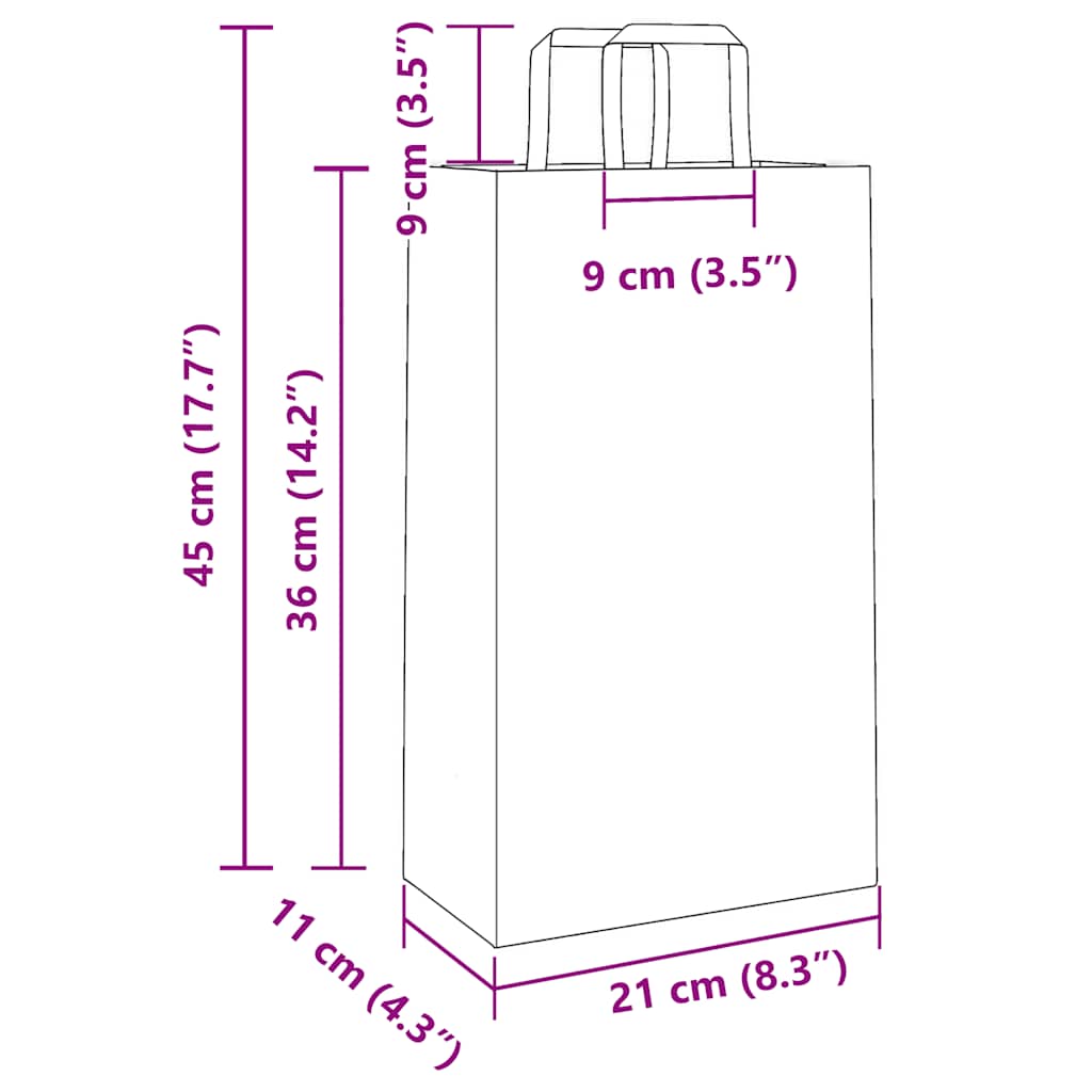 Sacchetti di Carta 250 pz con Manici Verdi 21x11x36 cm
