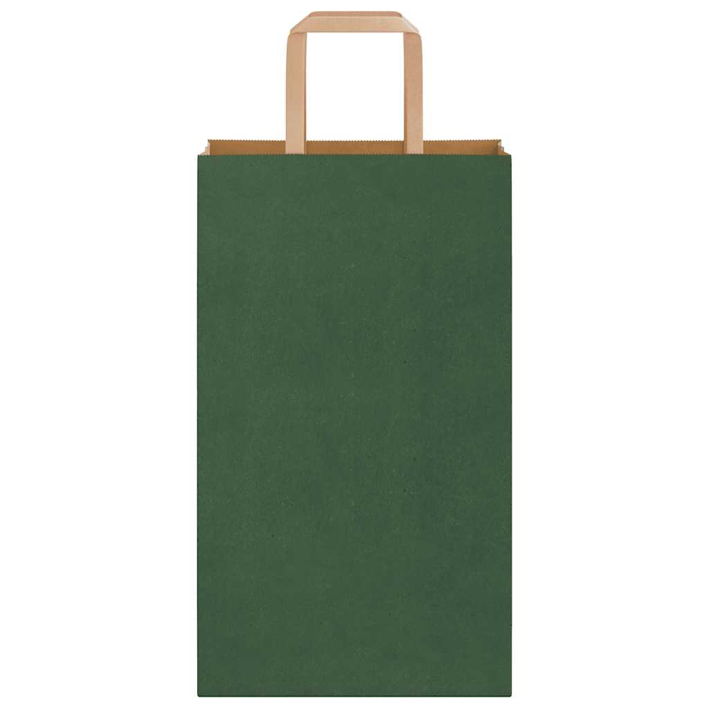 Sacchetti di Carta 250 pz con Manici Verdi 21x11x36 cm