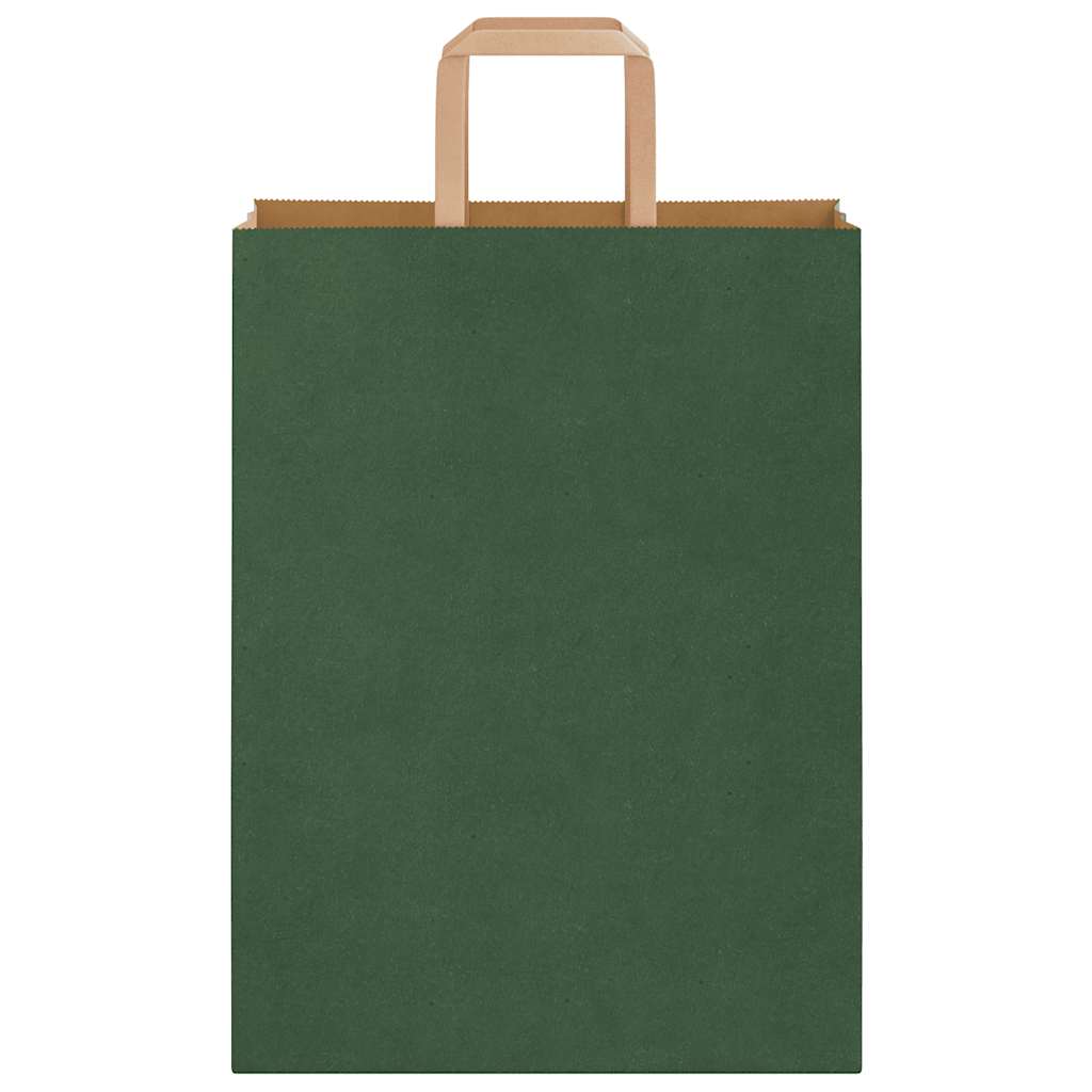 Sacchetti di Carta 250 pz con Manici Verdi 26x12x35 cm