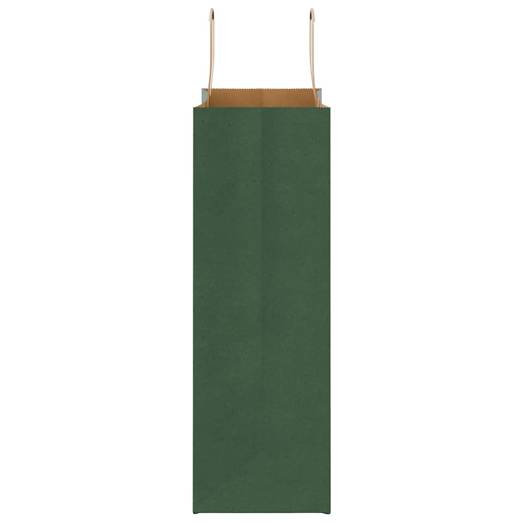 Sacchetti di Carta 250 pz con Manici Verdi 26x12x35 cm