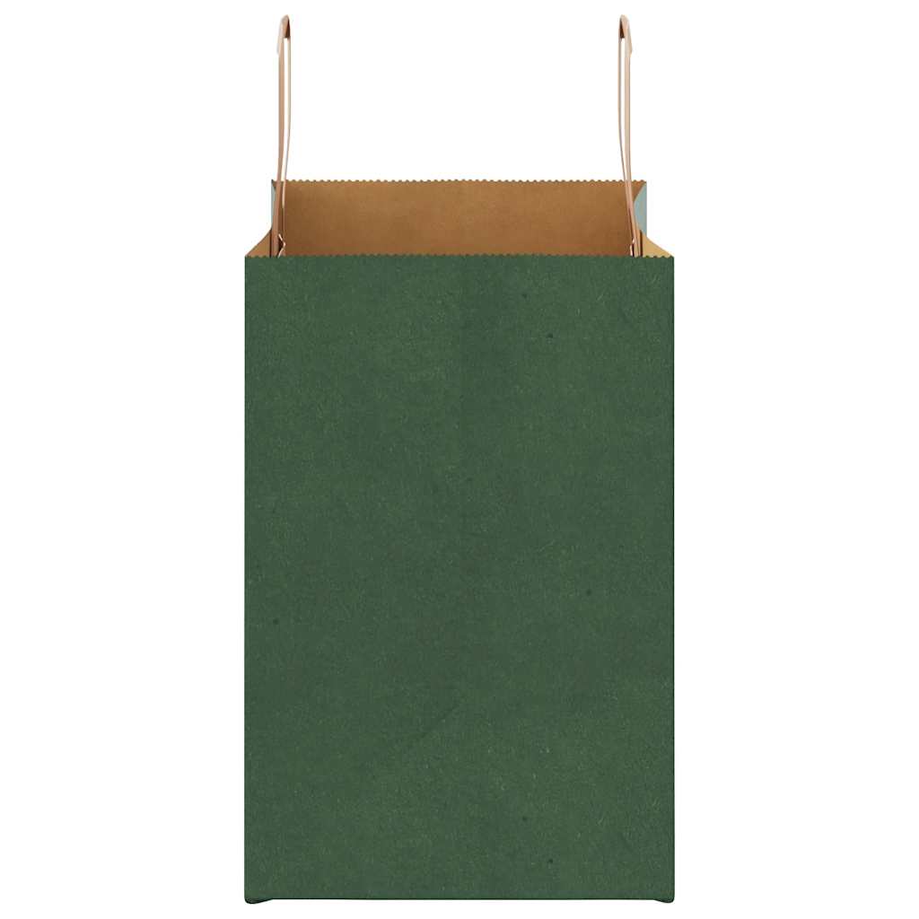Sacchetti di Carta 250 pz con Manici Verdi 26x17x25 cm