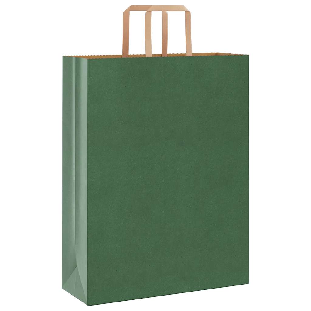 Sacchetti di Carta 250 pz con Manici Verdi 32x12x42 cm