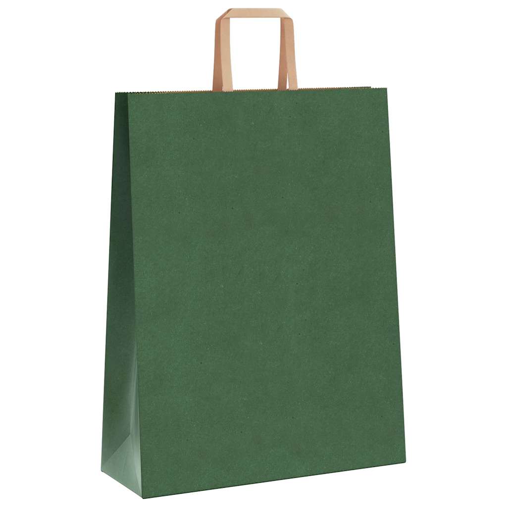 Sacchetti di Carta 250 pz con Manici Verdi 32x12x42 cm