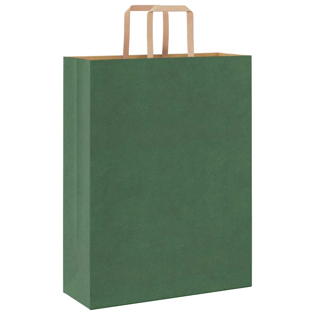 Sacchetti di Carta 250 pz con Manici Verdi 32x12x42 cm