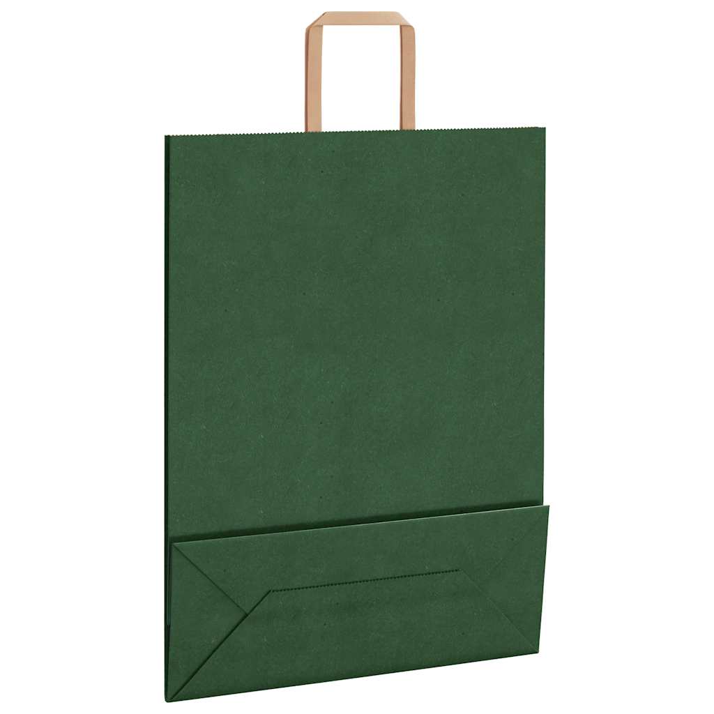 Sacchetti di Carta 250 pz con Manici Verdi 32x12x42 cm