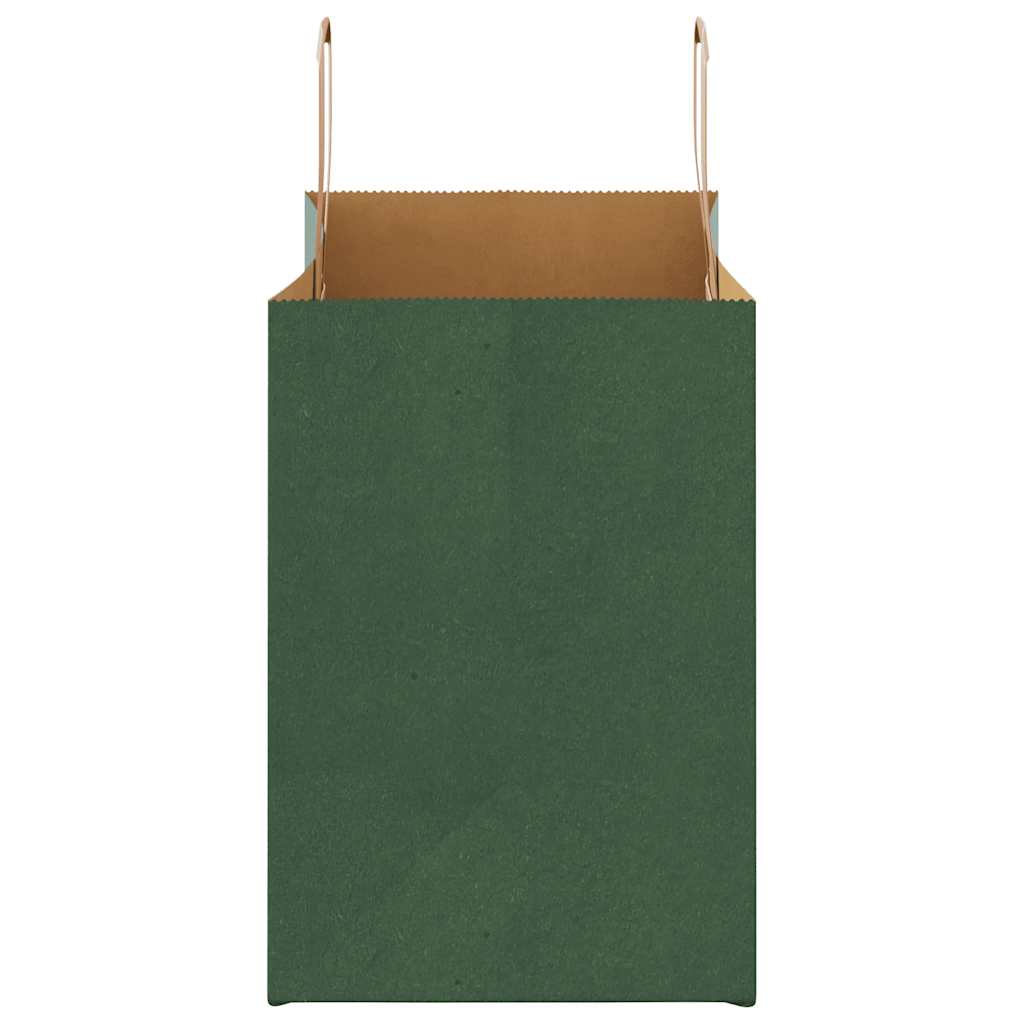 Sacchetti di Carta 250 pz con Manici Verdi 32x17x25 cm
