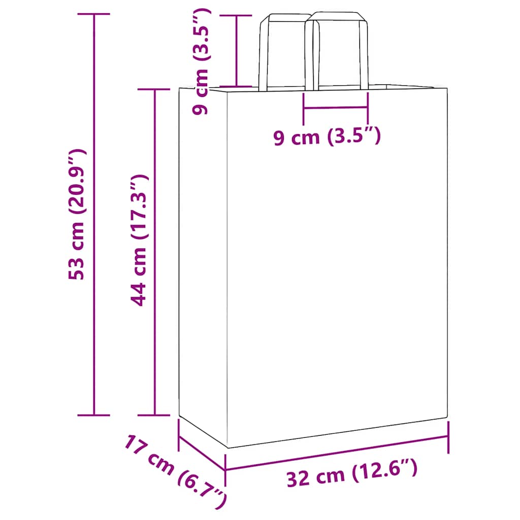 Sacchetti di Carta 250 pz con Manici Verdi 32x17x44 cm