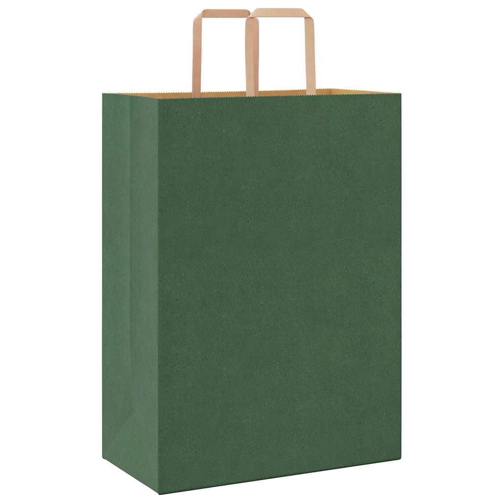 Sacchetti di Carta 250 pz con Manici Verdi 32x17x44 cm