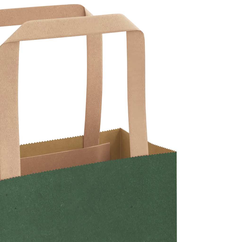 Sacchetti di Carta 250 pz con Manici Verdi 32x17x44 cm