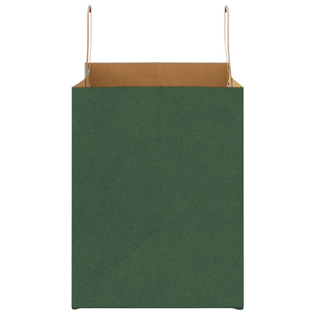Sacchetti di Carta 250 pz con Manici Verdi 32x22x28 cm