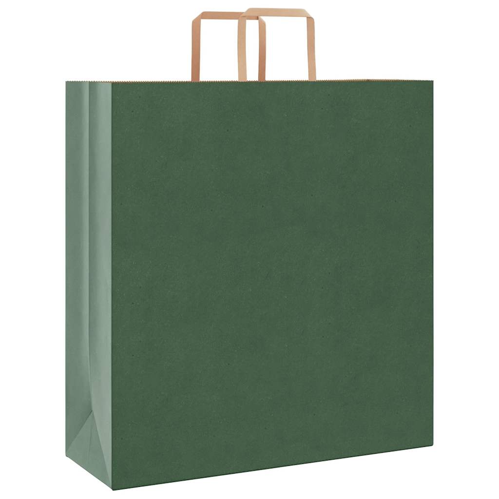 Sacchetti di Carta 250 pz con Manici Verdi 45x17x48 cm