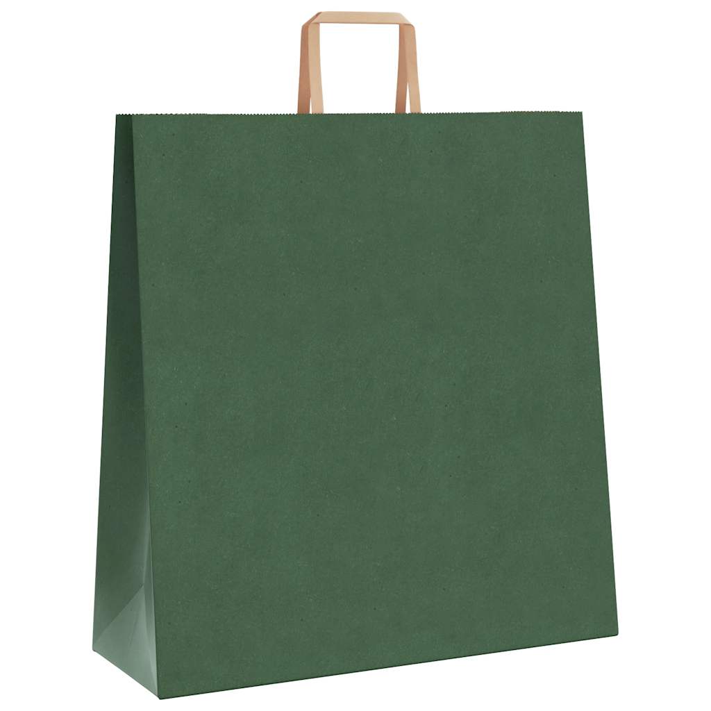 Sacchetti di Carta 250 pz con Manici Verdi 45x17x48 cm