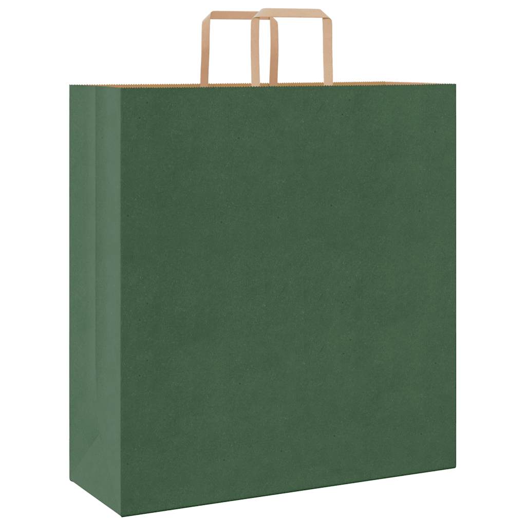 Sacchetti di Carta 250 pz con Manici Verdi 45x17x48 cm