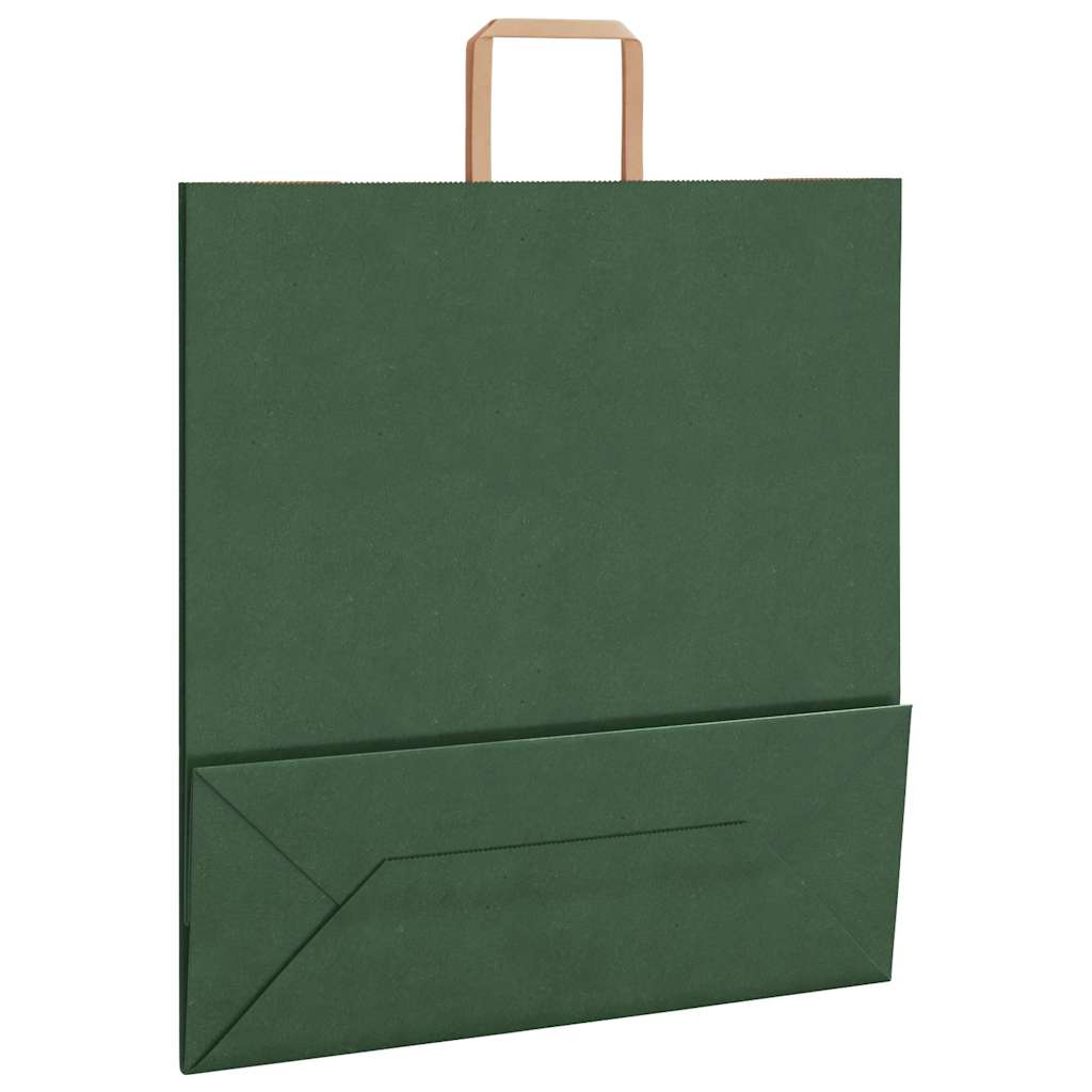 Sacchetti di Carta 250 pz con Manici Verdi 45x17x48 cm
