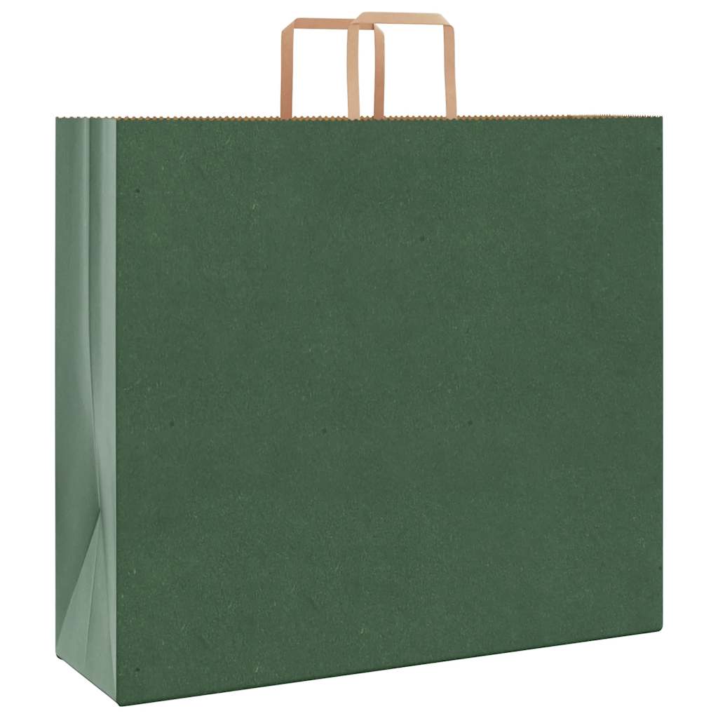 Sacchetti di Carta 250 pz con Manici Verdi 54x15x49 cm