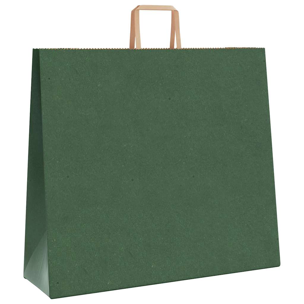 Sacchetti di Carta 250 pz con Manici Verdi 54x15x49 cm