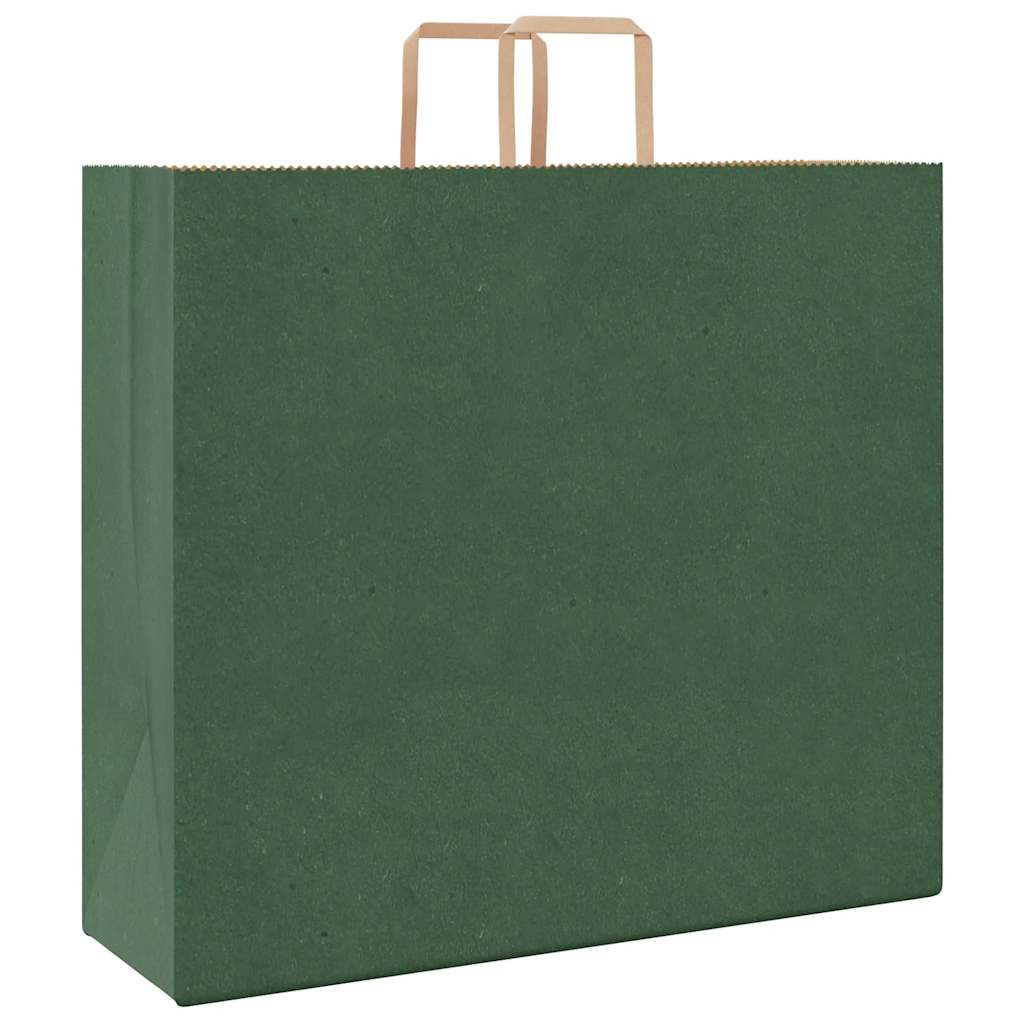Sacchetti di Carta 250 pz con Manici Verdi 54x15x49 cm