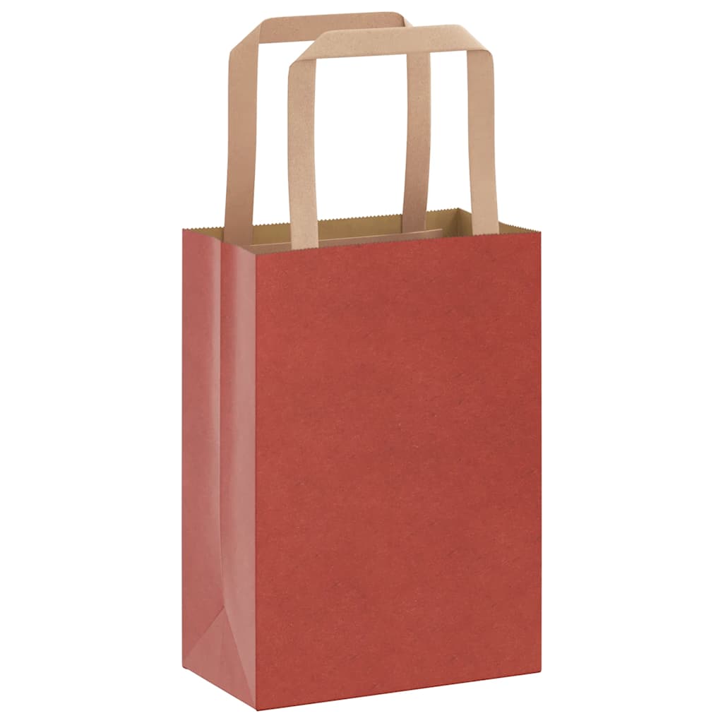 Sacchetti di Carta 50 pz con Manici Rossi 15x8x21 cm