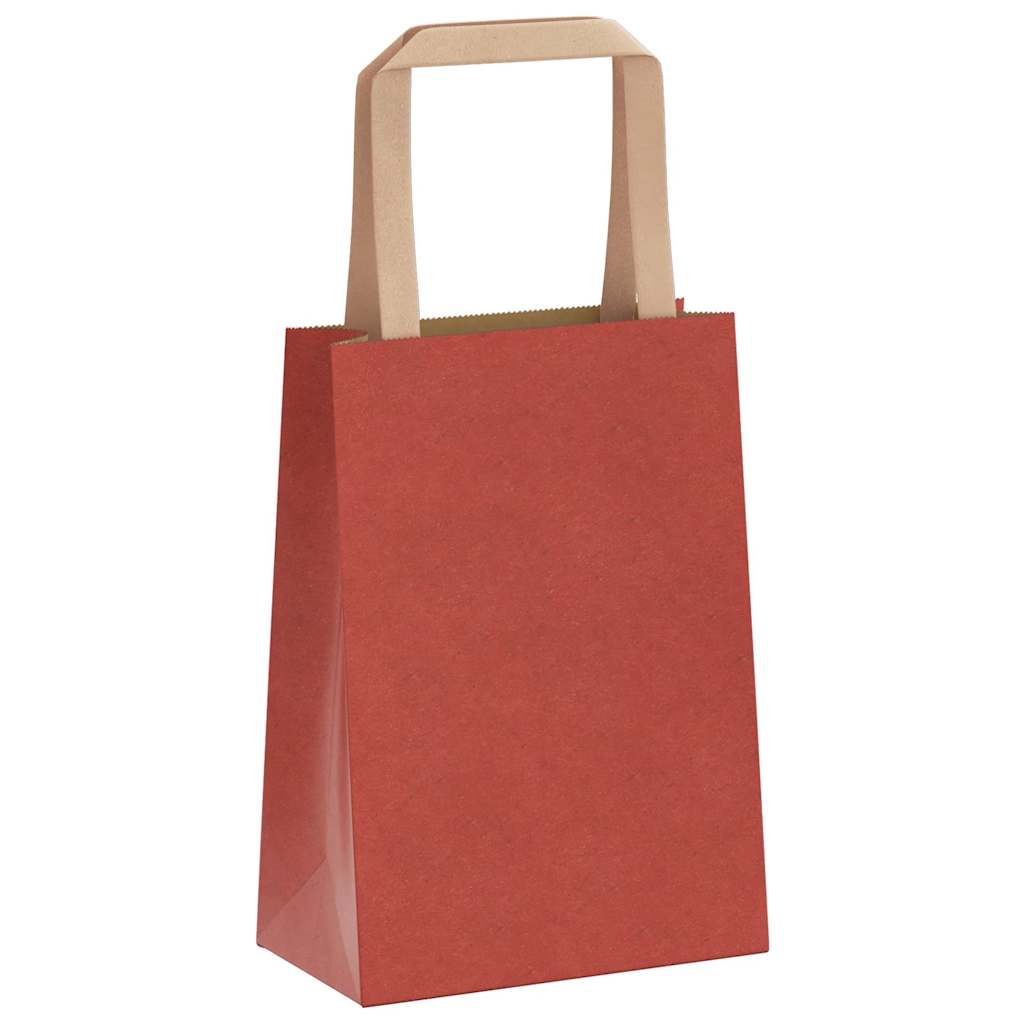 Sacchetti di Carta 50 pz con Manici Rossi 15x8x21 cm