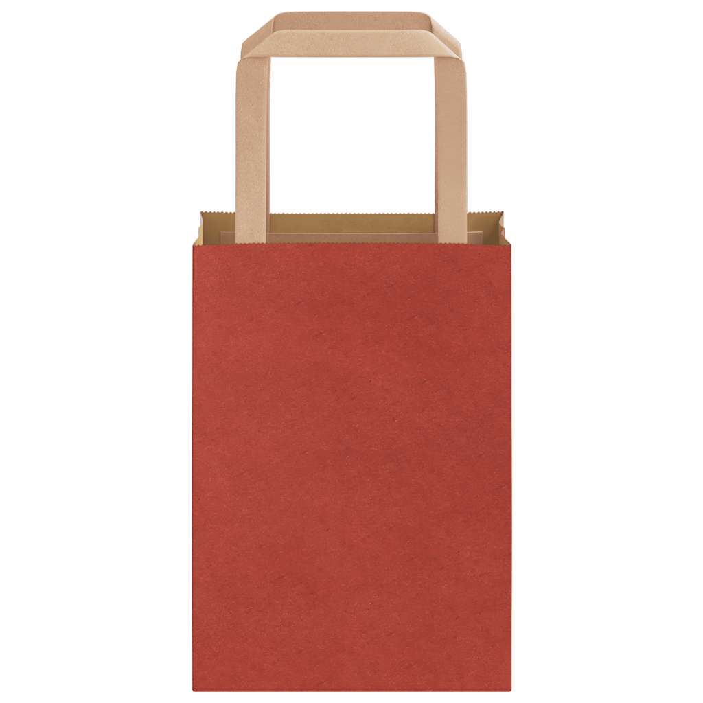 Sacchetti di Carta 50 pz con Manici Rossi 15x8x21 cm