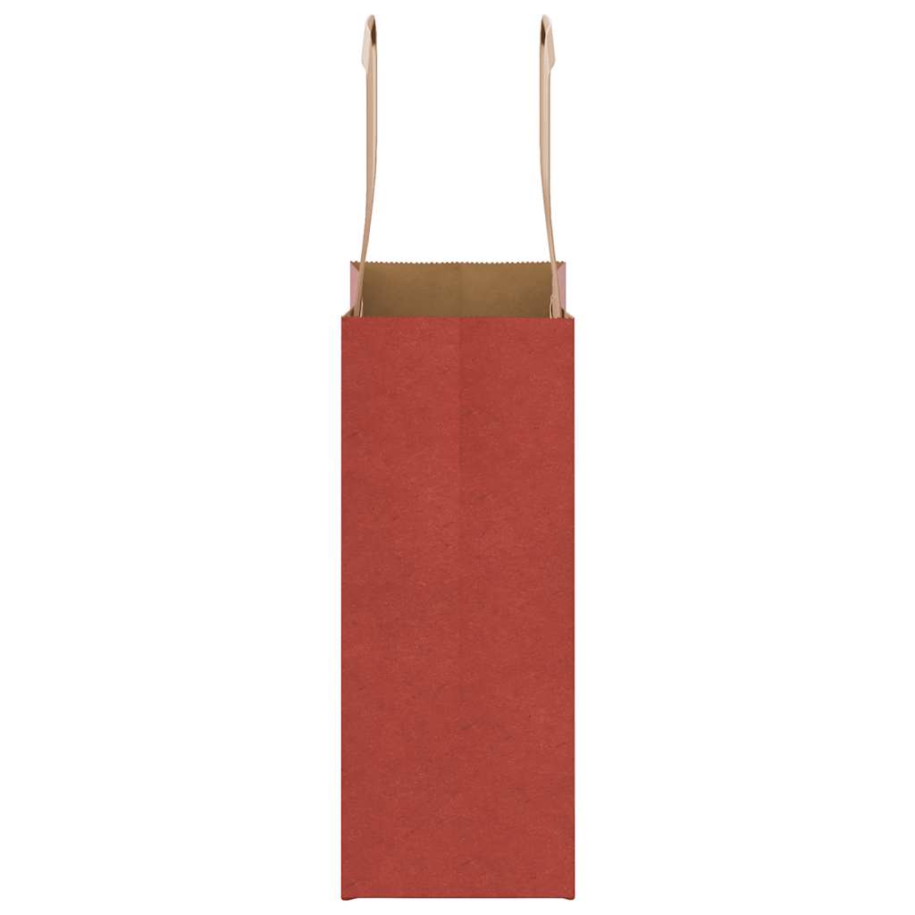 Sacchetti di Carta 50 pz con Manici Rossi 15x8x21 cm