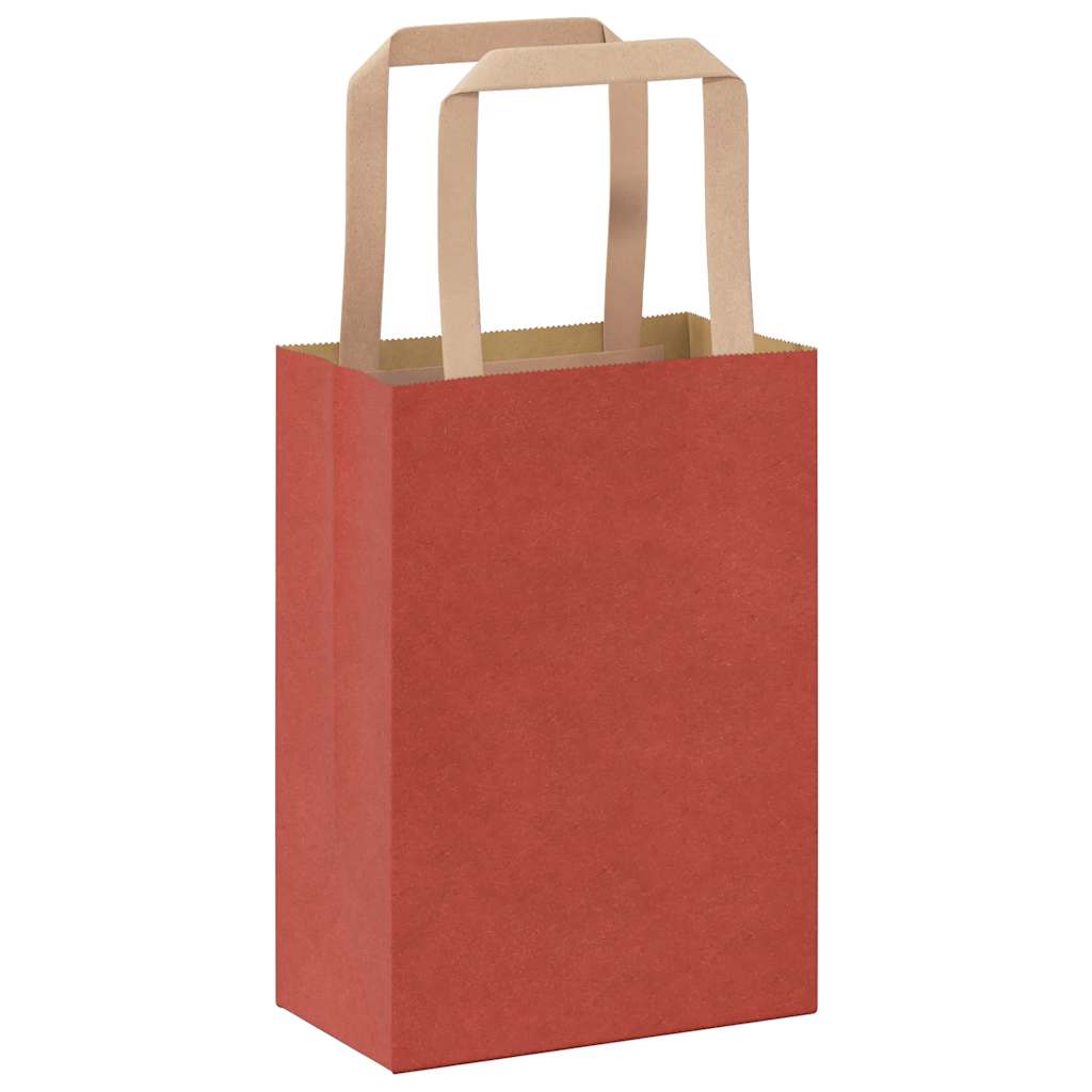 Sacchetti di Carta 50 pz con Manici Rossi 15x8x21 cm