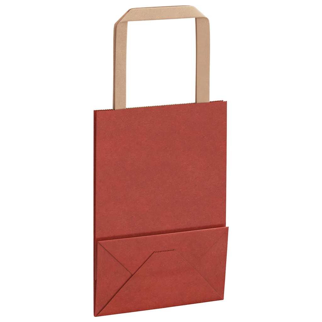 Sacchetti di Carta 50 pz con Manici Rossi 15x8x21 cm