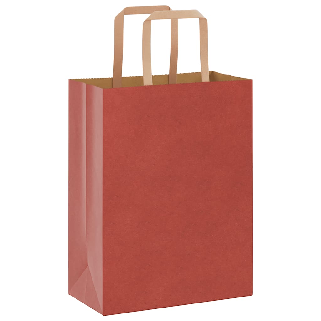 Sacchetti di Carta 50 pz con Manici Rossi 21x11x28 cm