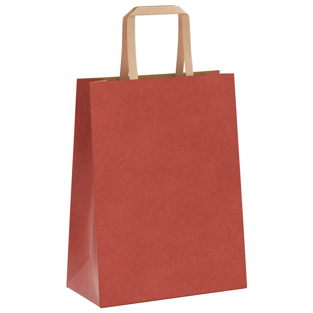 Sacchetti di Carta 50 pz con Manici Rossi 21x11x28 cm